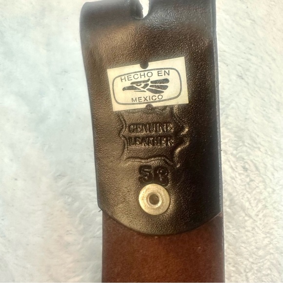 NEW Big Men’s Genuine Leather Dark Brown Freemason Square Logo Belt Masonic 58” - Picture 4 of 7